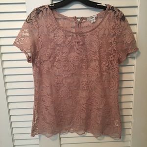 Gorgeous Pink Lace Shirt by Bar III size XS